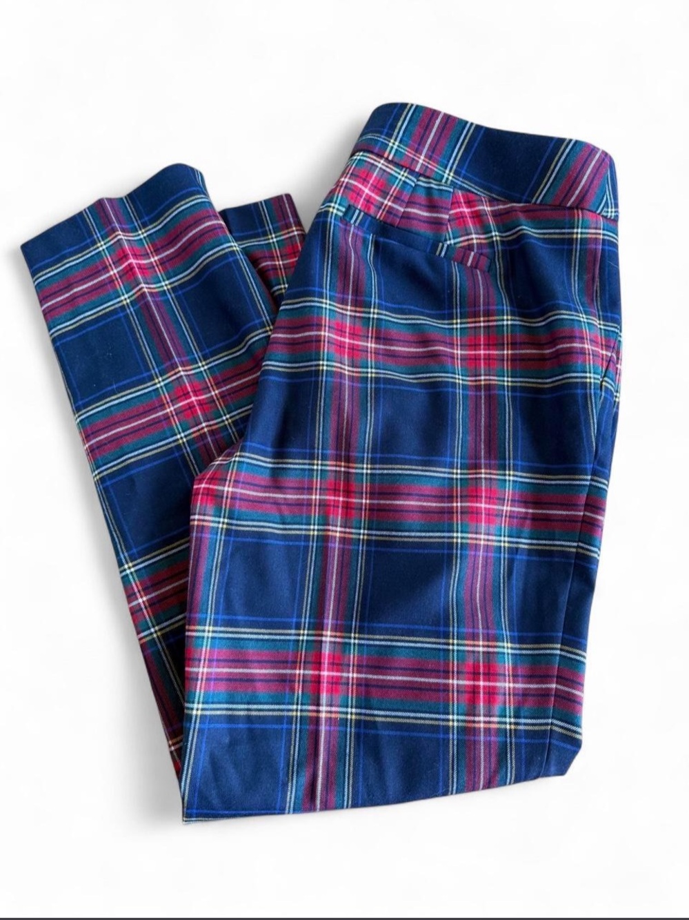 Talbots Plaid Hampshire Ankle Pants Size 12 Tartan Blue Red Green Preppy Holiday